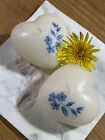 BLUE FLOWERS Design HAND DECORATED HEART-SHAPED FLOATING CANDLES SET OF 2