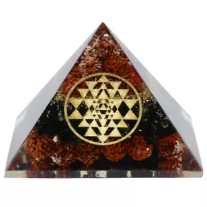 Turmalina Negra y Rudraksh Shree Yantra Orgón Pirámide Cristal Terapia Bendición - Imagen 1 de 5