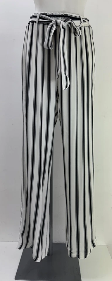 Ladies New Forever Striped Linen Look Belted Trousers Size   10 12 14 16 - Image 1 of 4