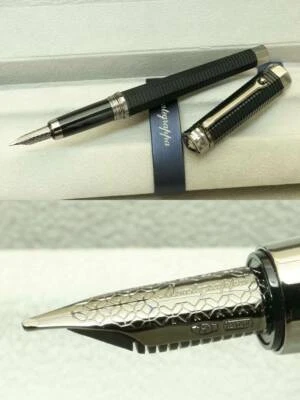 Montegrappa "NEROUNO LINEA" Füller NIB 18 Karat Weiß Gold B Schwarz eVp535€ - Bild 1 von 4