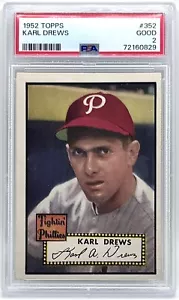 1952 Topps #352 Karl Drews PSA 2 GOOD - Bild 1 von 2