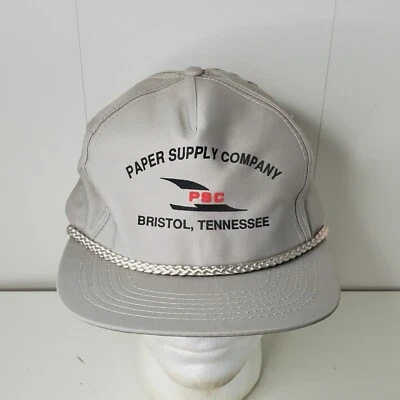 VTG PSC Paper Supply Bristol Tennessee Logo Strapback Hat Rope Baseball Cap Gray - Image 1 of 4