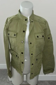 J Crew Women's Army Green Military Cotton Jacket Distressed - Picture 1 of 3
