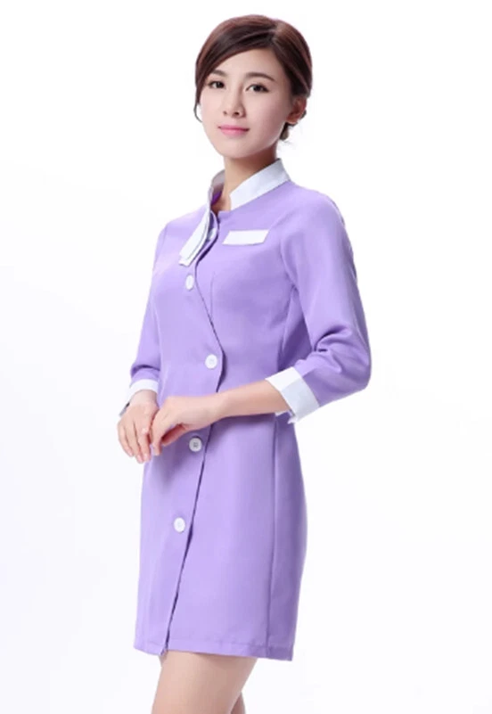 Women Nurse Dress Female Doctor Beautician Lab Long Coat Work Clothes - Image 1 of 1