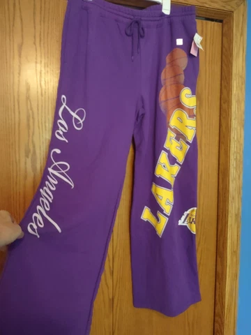 NWT SWEET Womens 2XL NBA Los Angeles Lakers Wide Leg Sweatpants Warm-up Pants 🏀 Cover