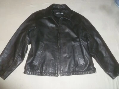 KENNETH COLE REACTION BLACK LEATHER BOMBER JACKET BIKER SIZE XL MENS - Image 1 of 4