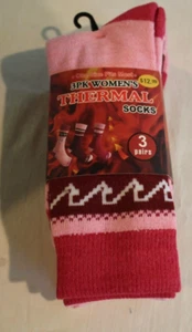 Womens Thermal Socks 3 pair pink One Size Fits Most poly cotton spandex NWT - Picture 1 of 5