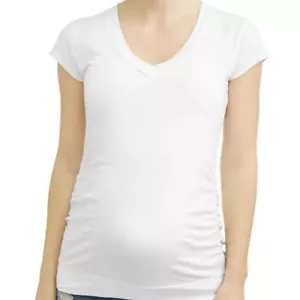 Oh Mamma Maternity V-Neck Tee w/ Flattering Side Ruching Womens Large NWT - Picture 1 of 5
