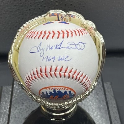 Tug McGraw Signed NY Mets Logo Baseball "1969 WC" -  PSA /Dna - Image 1 of 4