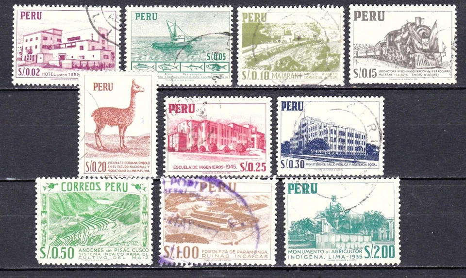 PERU #457-466 USED VARIOUS VIEWS, VICUNIA & LOCOMOTIVE NO. 80 - Image 1 of 1