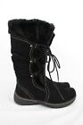 BareTraps Elicia Boots Women 8.5 Black Leather Suede Faux Fur Lining Snow Winter