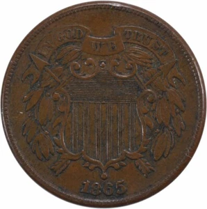 1865 Two Cent Piece AU Uncertified #940 - Picture 1 of 2