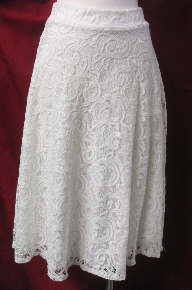 Силуэт NYC женщины цветочный кружева слоновой кости белый расклешенный длинная юбка размер M - Изображение 1 из 4