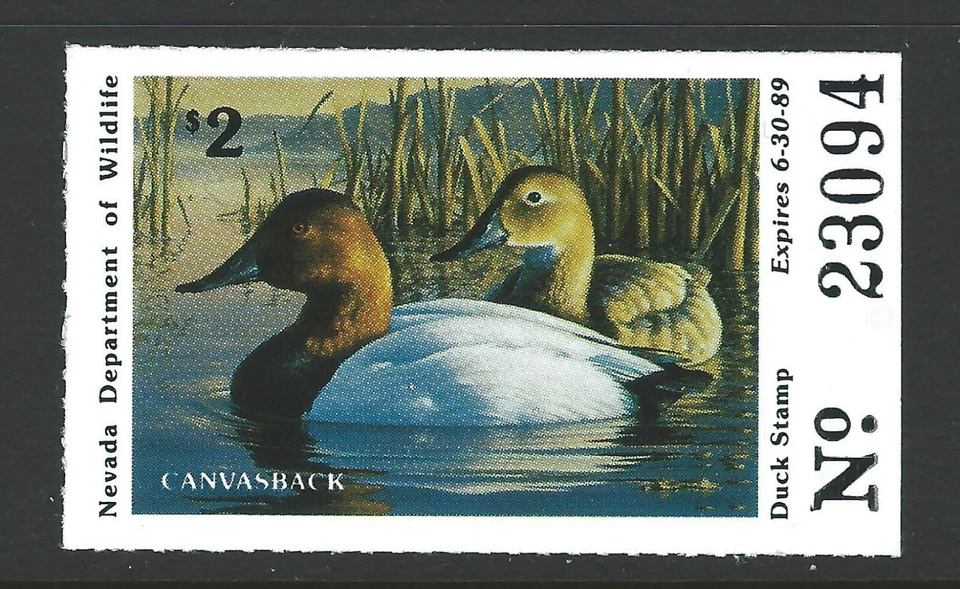 NV10, 1988 Nevada Duck Stamp, $2.00 Canvasback - Image 1 of 1