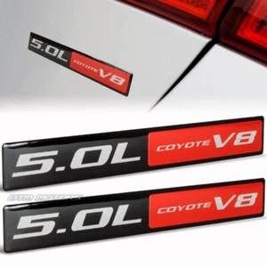 2 PIEZAS Calcomanía de aluminio rojo negro coyote 5,0 L V8 emblema insignia pegatina universal - Imagen 1 de 4