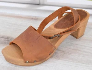 NEW Sanita YARA Square Flex Sandals Clogs Shoes Oil Leather SIZE 38 8 CHESTNUT - Picture 1 of 11