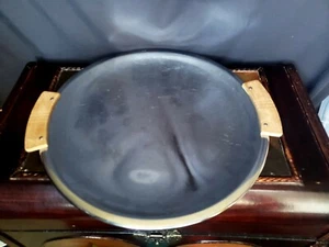 Silver Tone Serving Platter with Wooden Handles - Picture 1 of 5