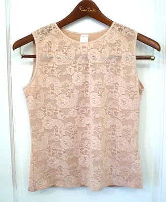 Camiseta sin mangas Morgan Taylor Intimates S encaje transparente oficina silenciosa lujo hada boho Foto 1 de 4