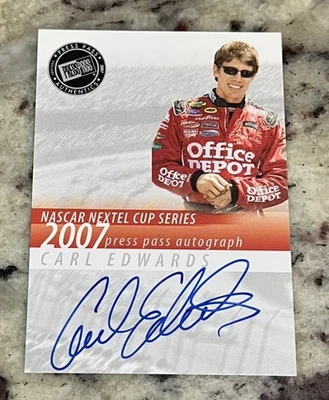 2007 PRESS PASS CARL EDWARDS NEXTEL CUP SERIES AUTO AUTOGRAPH - Image 1 of 2