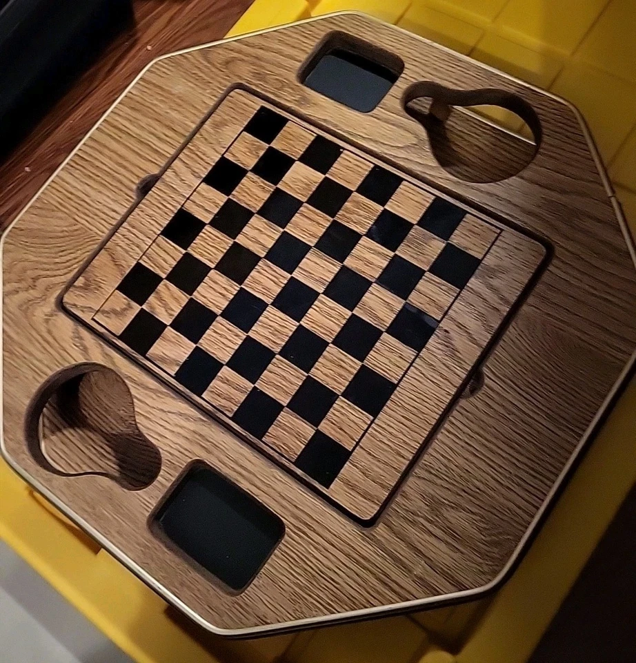 Furgonetas personalizadas de 1980 Center Island mesa con techo de madera/juegos 4 furgonetas Chevy Dodge Ford Foto 1 de 4