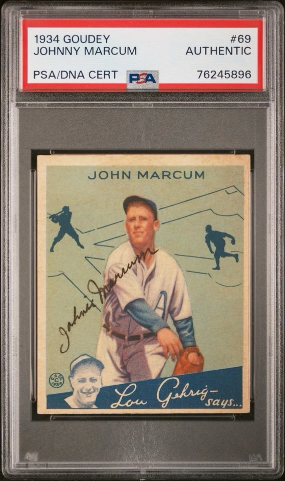 1934 Goudey Johnny John Marcum Signed Auto PSA Authentic Signature RARE - Image 1 of 1