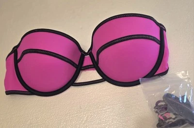 Victoria’s Secret Traje de Baño Rosa Negro Bikini Top Correas Desmontables Nuevo 34C Foto 1 de 2