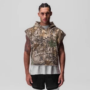 ASRV Men's Tech Essential Realtree Camo Raw Hem Cutoff Gym Hoodie Sz. XS - Picture 1 of 9