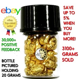1.000+ GRAMS ALASKAN YUKON BC NATURAL PURE GOLD NUGGETS #6 MESH W BOTTLE (#B600) - Picture 1 of 8