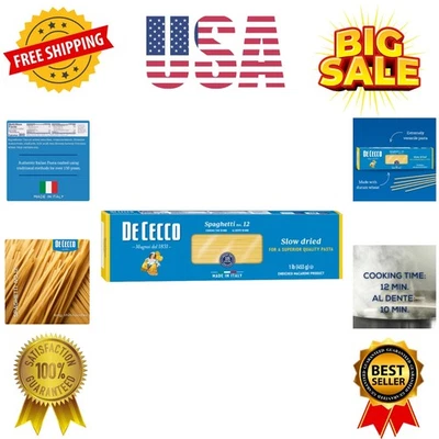 Espaguete nº 12 massas, 16 oz, autênticas, secas lentamente, feitas com trigo duro, ... - Imagem 1 de 4