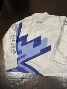 Vintage 2002 White Salt Lake City Windbreaker jacket XL Olympic Tourch Relay 00s - Picture 1 of 12