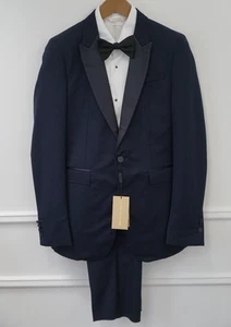 Men Burberry Prorsum Suit Tuxedo Virgin Wool Blue Made In Italy Size 34 - Picture 1 of 18