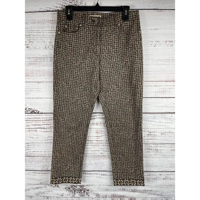Michael Kors Pants Women's 6 Geometric Pattern Slim Trousers Made in Italy Chic - Image 1 of 4
