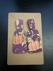Boutique Earrings Pink And Orange Dangle Pumpkin Harvest Thanksgiving Jewelry - Picture 1 of 1