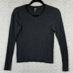 Eileen Fisher Sweater Womens Medium Gray Ribbed Pullover Long Sleeve Merino Wool - Picture 1 of 14