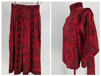 Vestido Falda Victor Costa De Colección Años 70 80 Boho Campesino Arte Floral Bordado 2 Piezas Foto 1 de 4