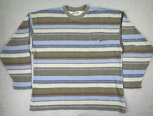 Vintage QUICKSILVER Shirt Mens L Knit Striped Long Sleeve Crew Neck Surf 80s 90s