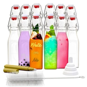 Nevlers 8.5 Oz. Airtight Glass Swing Top Bottles + Accessories (Pack of 12) - Picture 1 of 9
