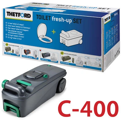 THETFORD FRESH UP SET C400 CASSETTE CAMPING ABWASSER FÄKALIENTANK WC NEU - Bild 1 von 3