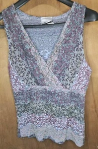 Vintage Fashion Bug Medium Floral Textured (lacey Mesh) Tank Top. Made In USA  - Picture 1 of 4