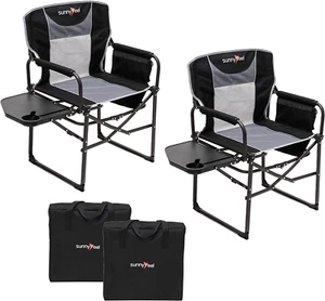 Camping Directors Chair, Heavy Duty,Oversized Portable Folding Chair with Side T - Picture 1 of 7