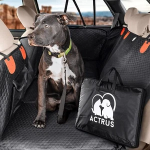Protector extensor de asiento trasero inferior duro con ventana de malla y almacenamiento para perros - Imagen 1 de 9