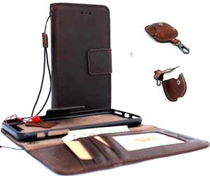 Genuine Leather Case for iPhone 8 Plus Removable Magnetic Holder AirPods 2 case - Picture 1 of 9