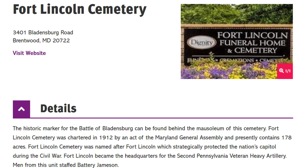 Mausoleo (cripta) en el cementerio de Fort Lincoln, MD Foto 1 de 1