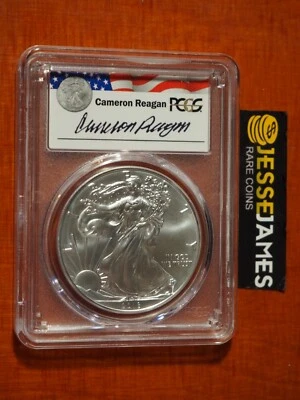 Silver Eagle 2018 $1 graduación profesional MS70 Cameron Reagan etiqueta serie legado firmada a mano Foto 1 de 2