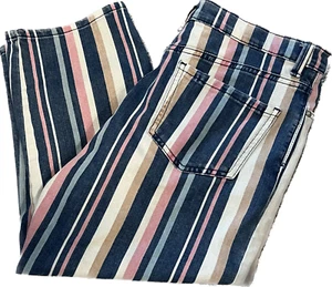 Gloria Vanderbilt Womens Capri Amanda Pants Casual Striped Button Zip Size 10 - Picture 1 of 10