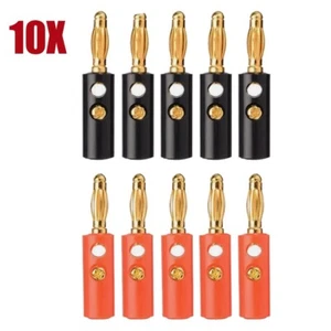 10PCS Gold Plated Banana Plugs 4mm Speaker Tattoo Stackable - Picture 1 of 11
