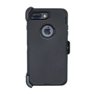 Black For Apple iPhone 8 Plus Shockproof Defender Case with Belt Clip & Screen - Picture 1 of 4
