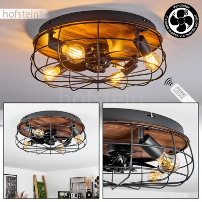 HOFSTEIN Decken Ventilator Holzoptik Fernbedienung Wohn Schlaf Zimmer Lampen 4-flammig