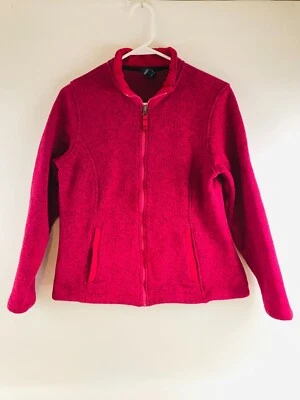 Lands' End Jacket, Women's Size Large, Pink Black, Full Zip, Fleece - Image 1 of 4