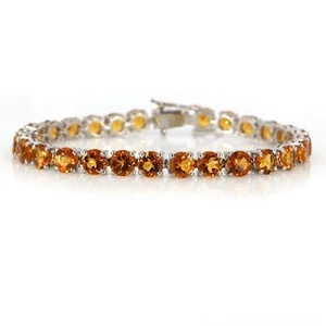 7 mm Round Tennis Citrine Bracelet Sterling Silver Citrine November Birthstone - Picture 1 of 3